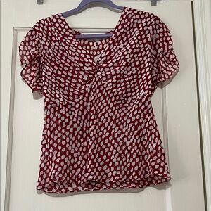 Violet & Claire Red and White Slit Sleeve Blouse